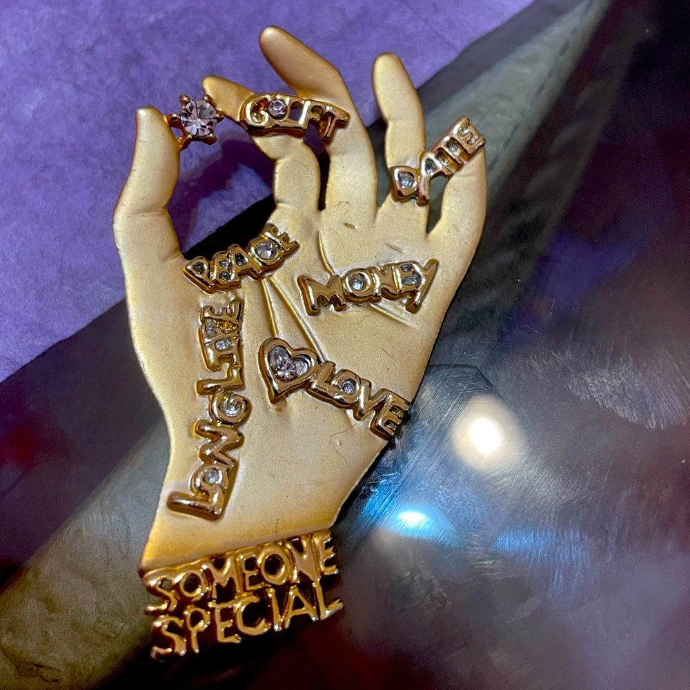 Affirmations Brooch Speaks Positive Affirmations! Gold Tone